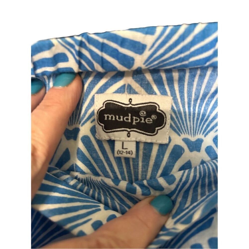 Mud Pie Allison Strapless Cover-Up Dress Blue Fanshell Size L Summer Beachwear - Picture 4 of 6